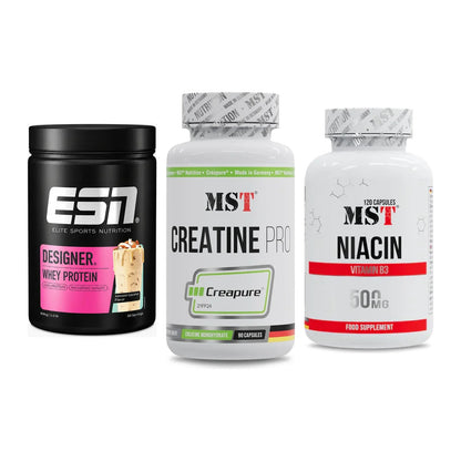 Einsteiger-Set: ESN Designer + MST Creatine Pro + MST Niacin – alle enthaltenen Artikel