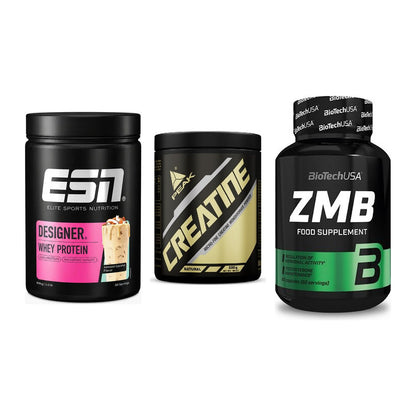 Einsteiger-Set: ESN Designer Whey + Peak Creatin Powder + BioTech ZMB – alle enthaltenen Artikel