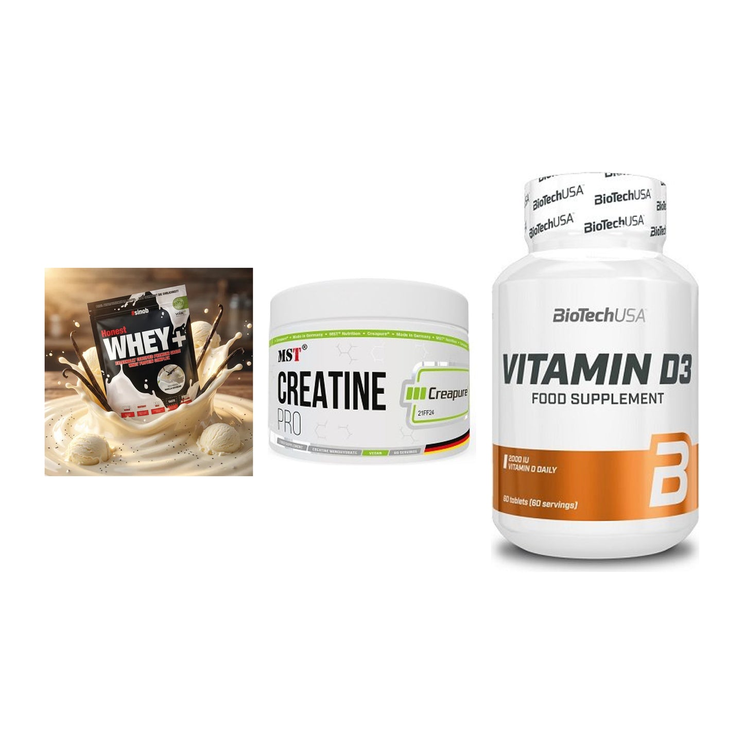 Einsteiger-Set: Sinob Honest + MST Creatin Pro + BioTech Vitamin – alle enthaltenen Artikel