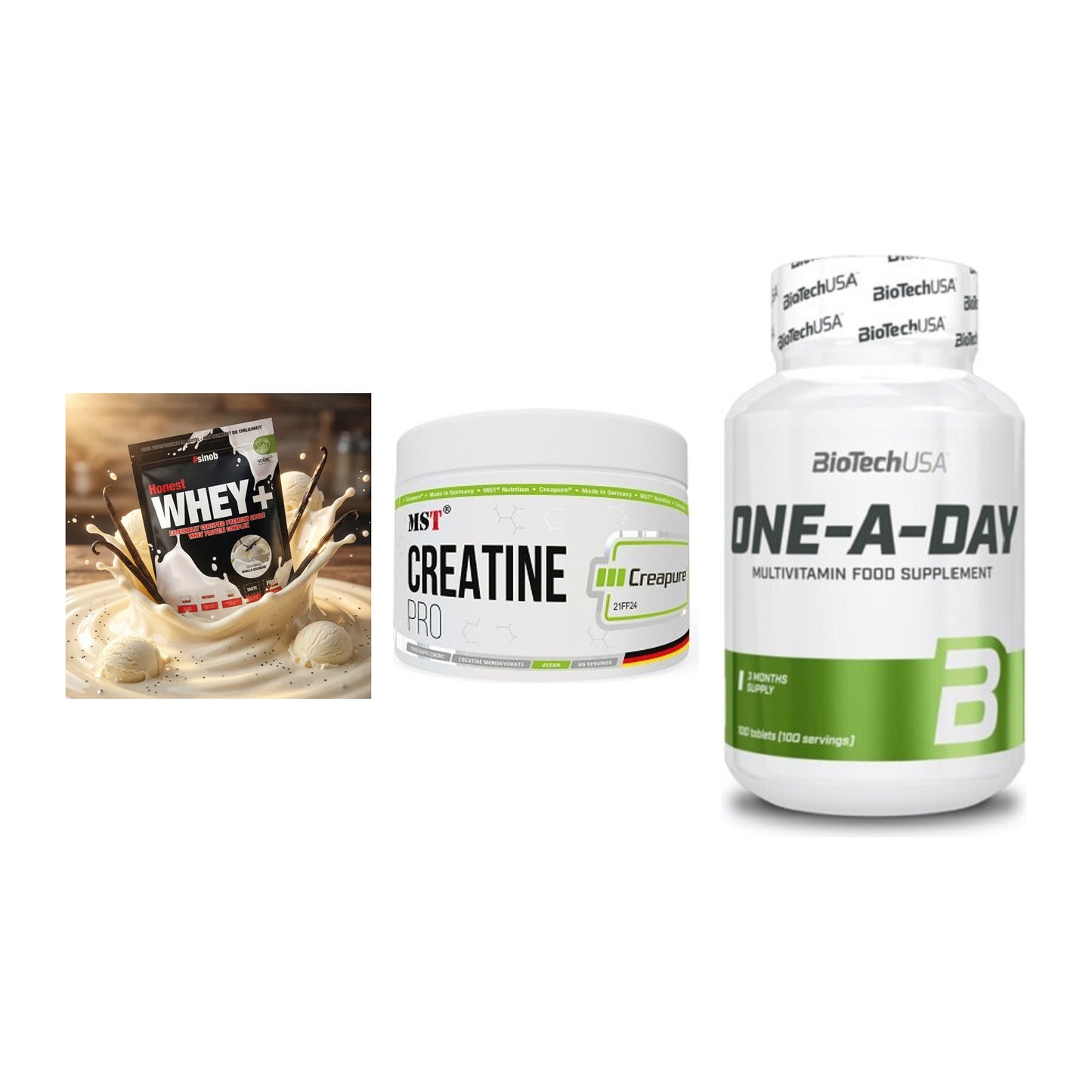Einsteiger-Set: Sinob Honest + MST Creatin Pro + BioTech One A – alle enthaltenen Artikel