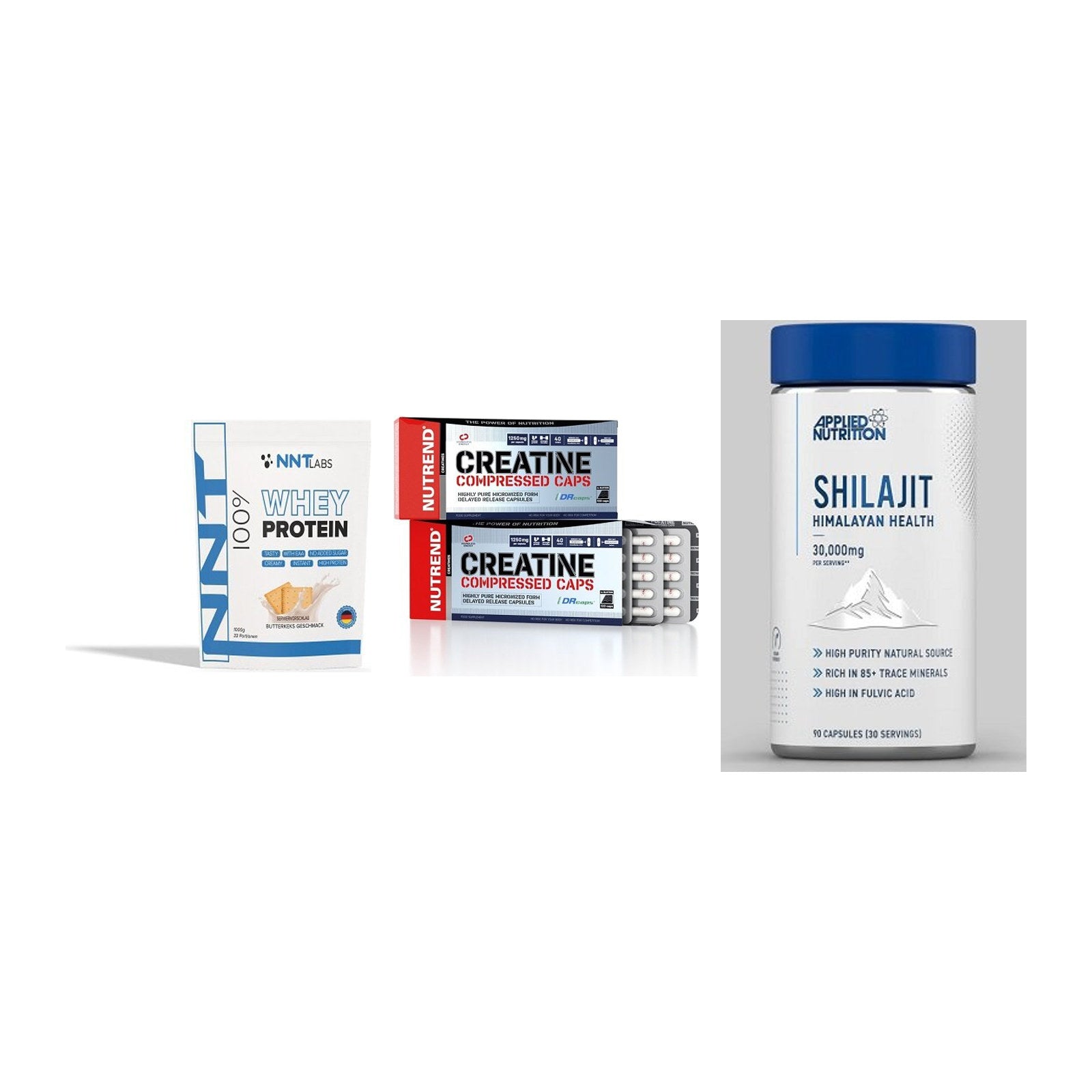 Einsteiger-Set: NNT Whey + Nutrend Creatine + Applied Nutritio – alle enthaltenen Artikel