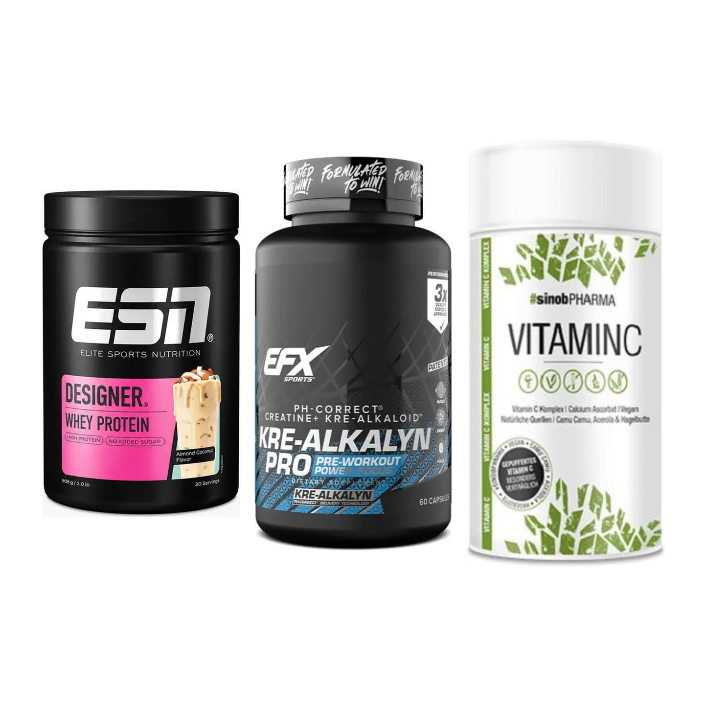 Einsteiger-Set: ESN Designer + EFX Kre-Alkalyn + Sinob Vitamin C – alle enthaltenen Artikel