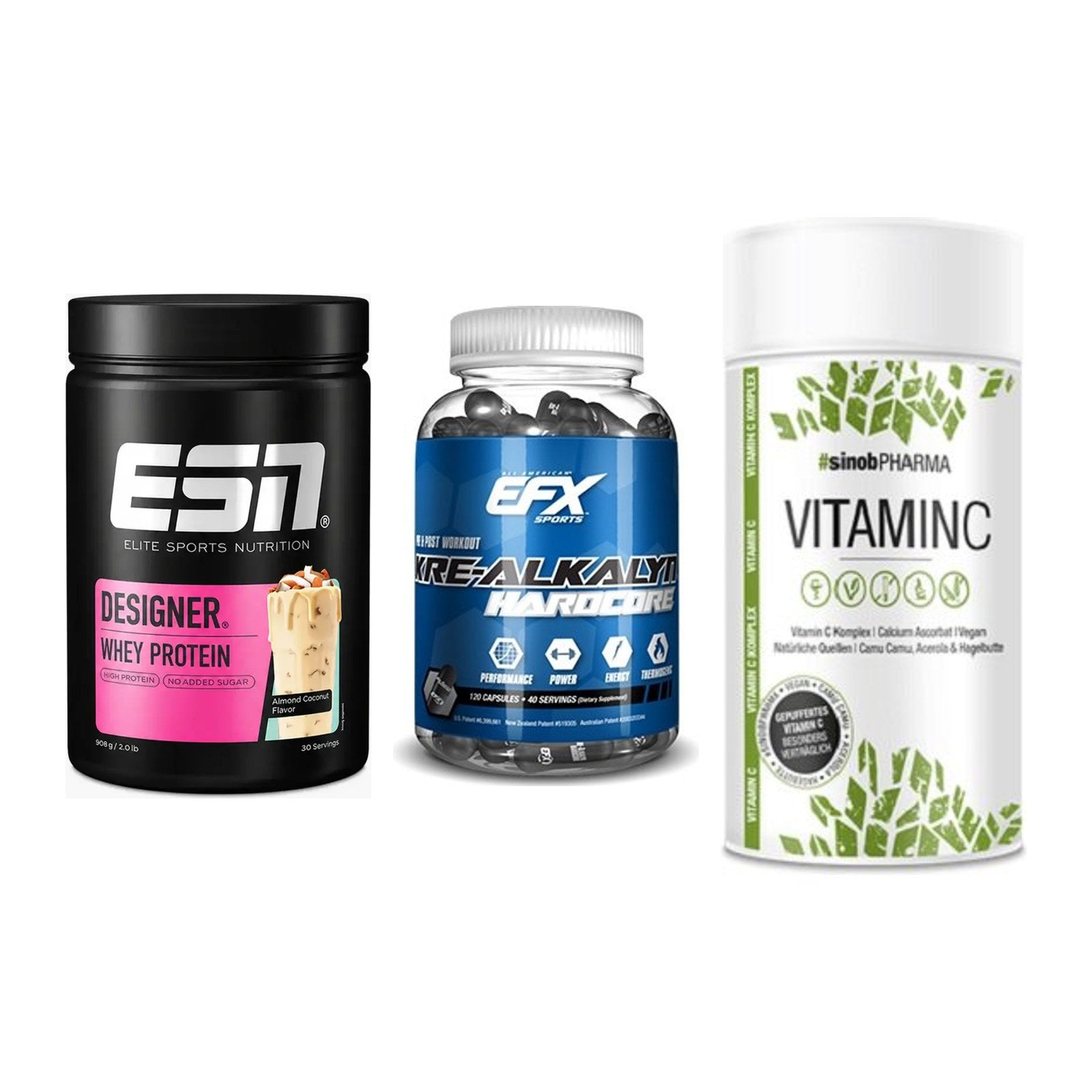 Einsteiger-Set: ESN Designer + EFX Kre-Alkalyn + Sinob Vitamin C – alle enthaltenen Artikel