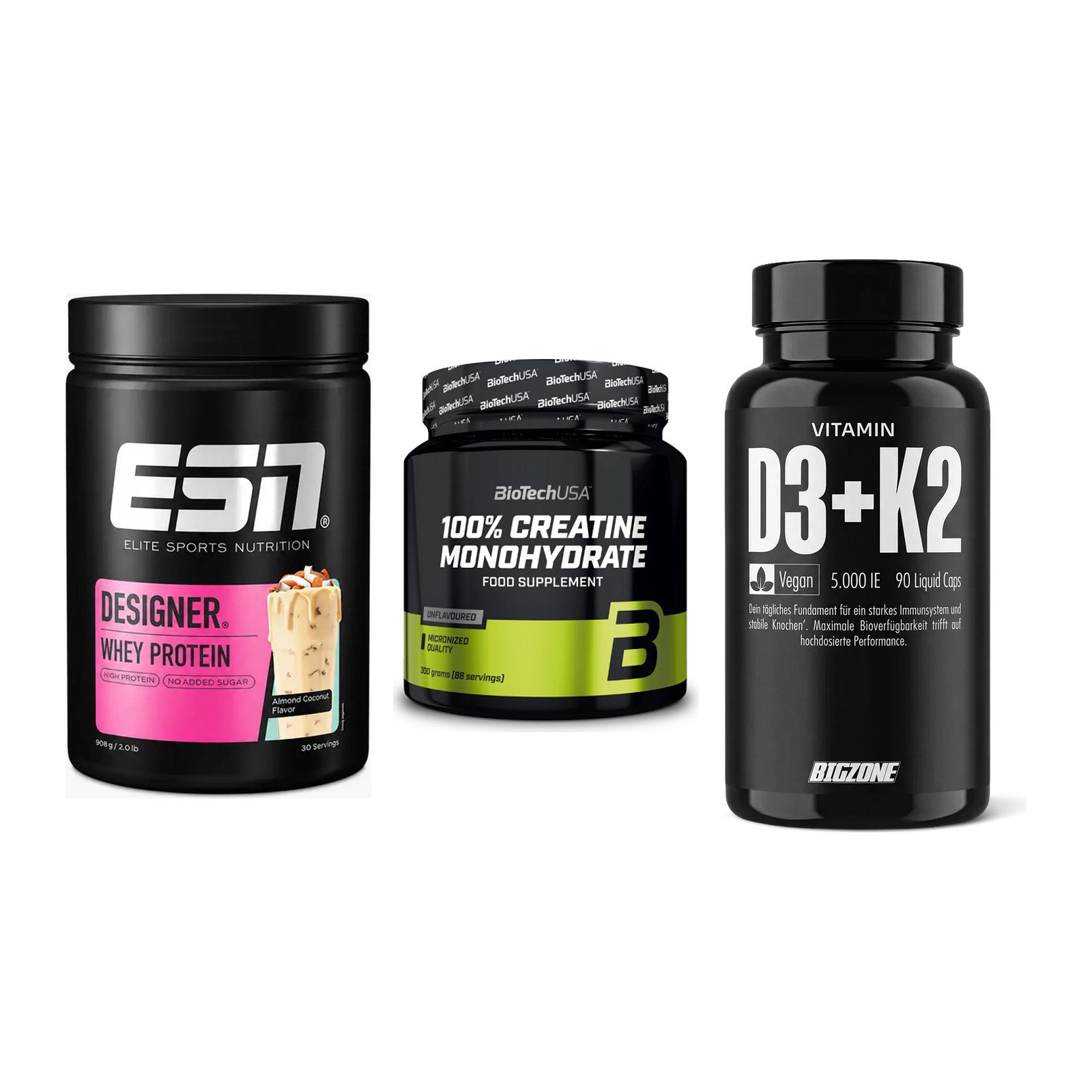 Einsteiger-Set: ESN Designer + BioTech Creatine + Big Zone Vitamin – alle enthaltenen Artikel