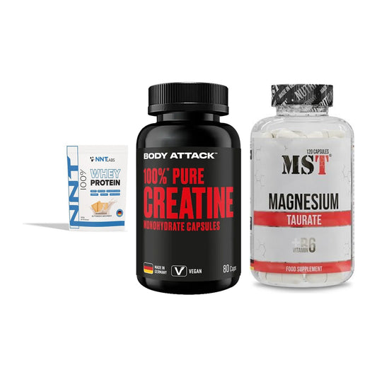 Einsteiger-Set: NNT Whey + Body Attack 100% + MST Magnesium – alle enthaltenen Artikel