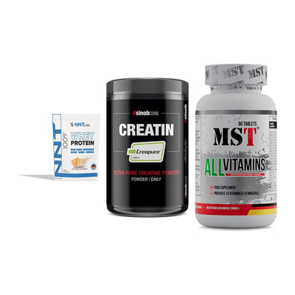 Einsteiger-Set: NNT Whey + Sinob Creatin + MST All Vitamins – alle enthaltenen Artikel