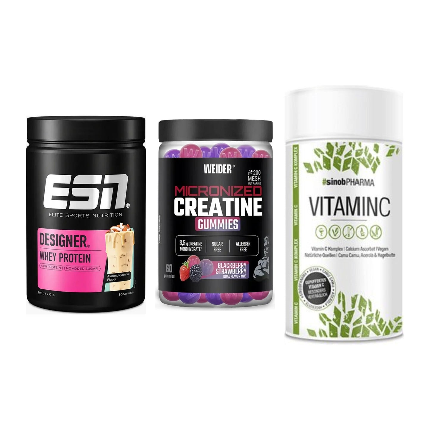 Einsteiger-Set: ESN Designer + Weider Micronize + Sinob Vitamin C – alle enthaltenen Artikel