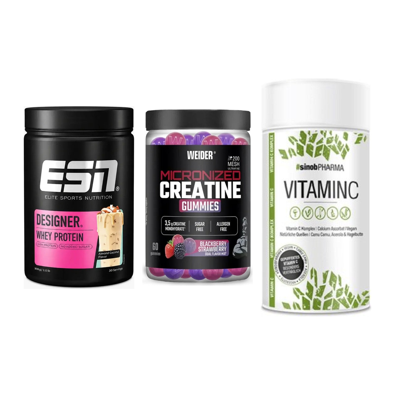 Einsteiger-Set: ESN Designer + Weider Micronize + Sinob Vitamin C – alle enthaltenen Artikel