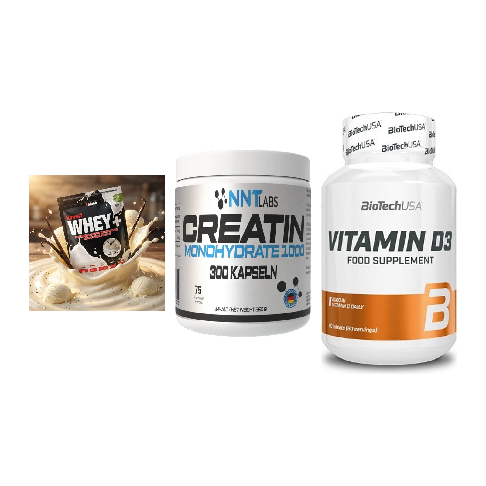 Einsteiger-Set: Sinob Honest + NNT Creatin 1000 + BioTech Vitamin – alle enthaltenen Artikel