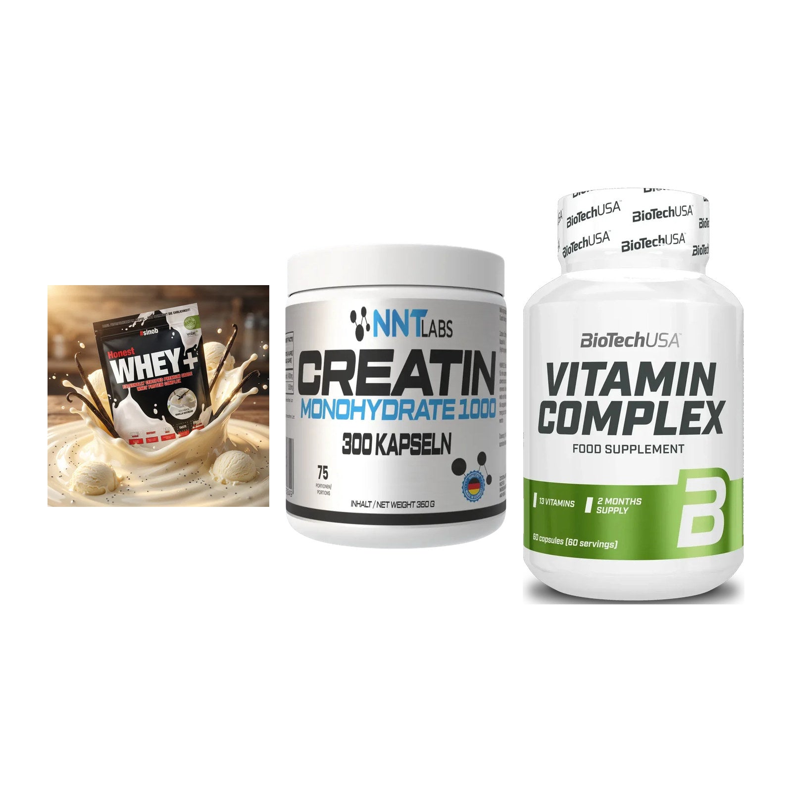 Einsteiger-Set: Sinob Honest + NNT Creatin 1000 + BioTech Vitamin – alle enthaltenen Artikel