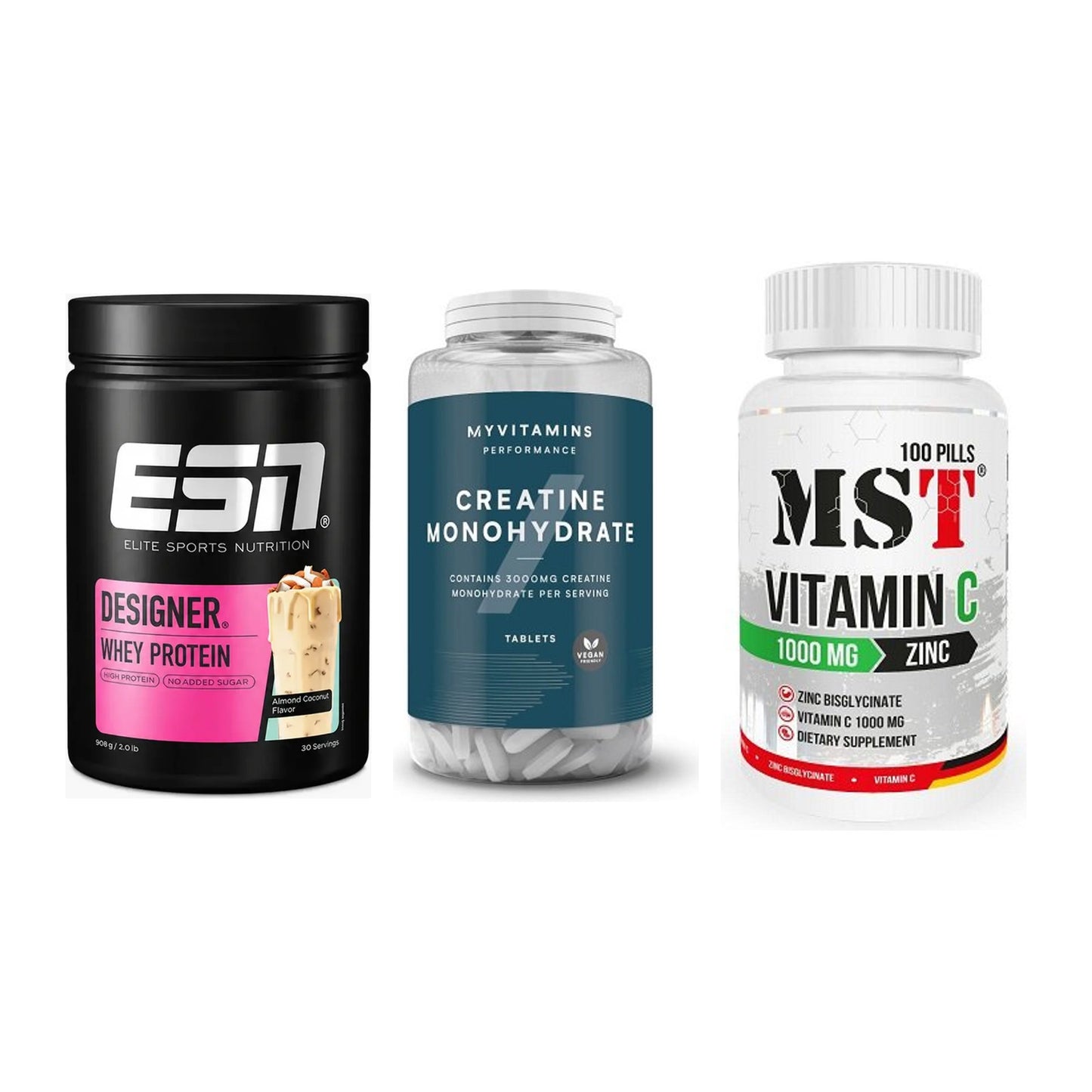 Einsteiger-Set: ESN Designer + MyProtein + MST Vitamin C – alle enthaltenen Artikel