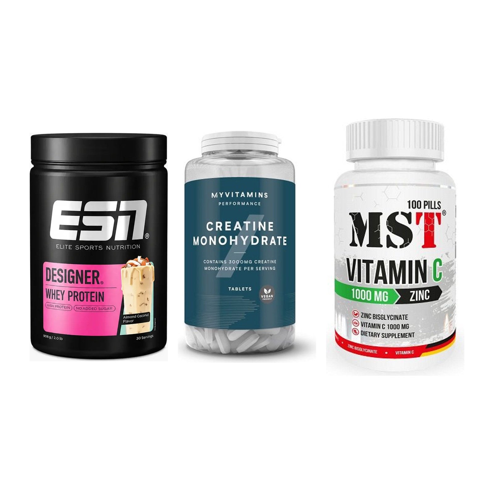 Einsteiger-Set: ESN Designer + MyProtein + MST Vitamin C – alle enthaltenen Artikel