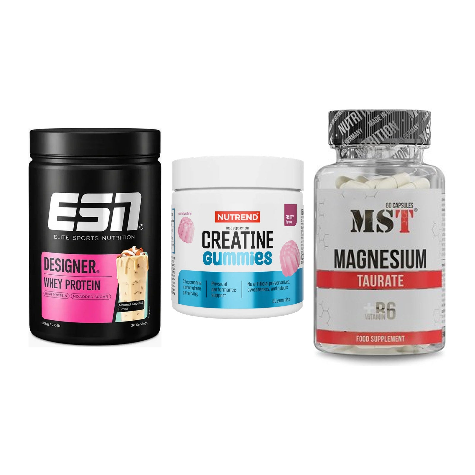 Einsteiger-Set: ESN Designer + Nutrend Creatine + MST Magnesium – alle enthaltenen Artikel