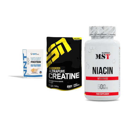 Einsteiger-Set: NNT Whey + ESN Ultrapure + MST Niacin – alle enthaltenen Artikel