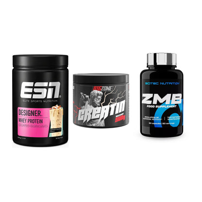 Einsteiger-Set: ESN Designer Whey + Big Zone Creatin + Scitec ZMB – alle enthaltenen Artikel