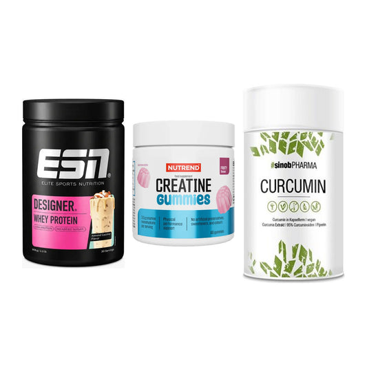 Einsteiger-Set: ESN Designer + Nutrend Creatine + Sinob Curcumin – alle enthaltenen Artikel