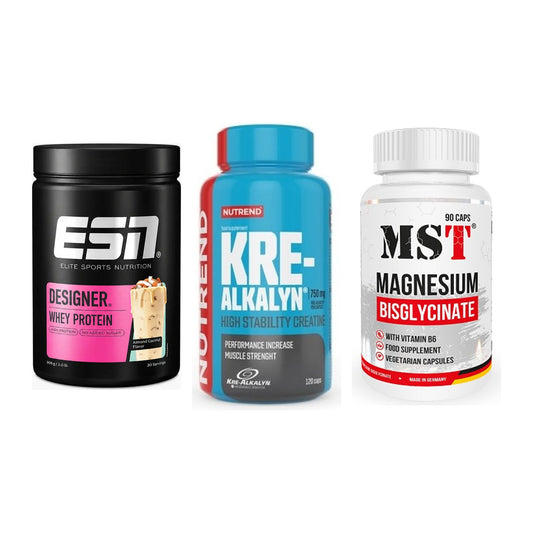 Einsteiger-Set: ESN Designer + Nutrend Kre-Alka + MST Magnesium – alle enthaltenen Artikel