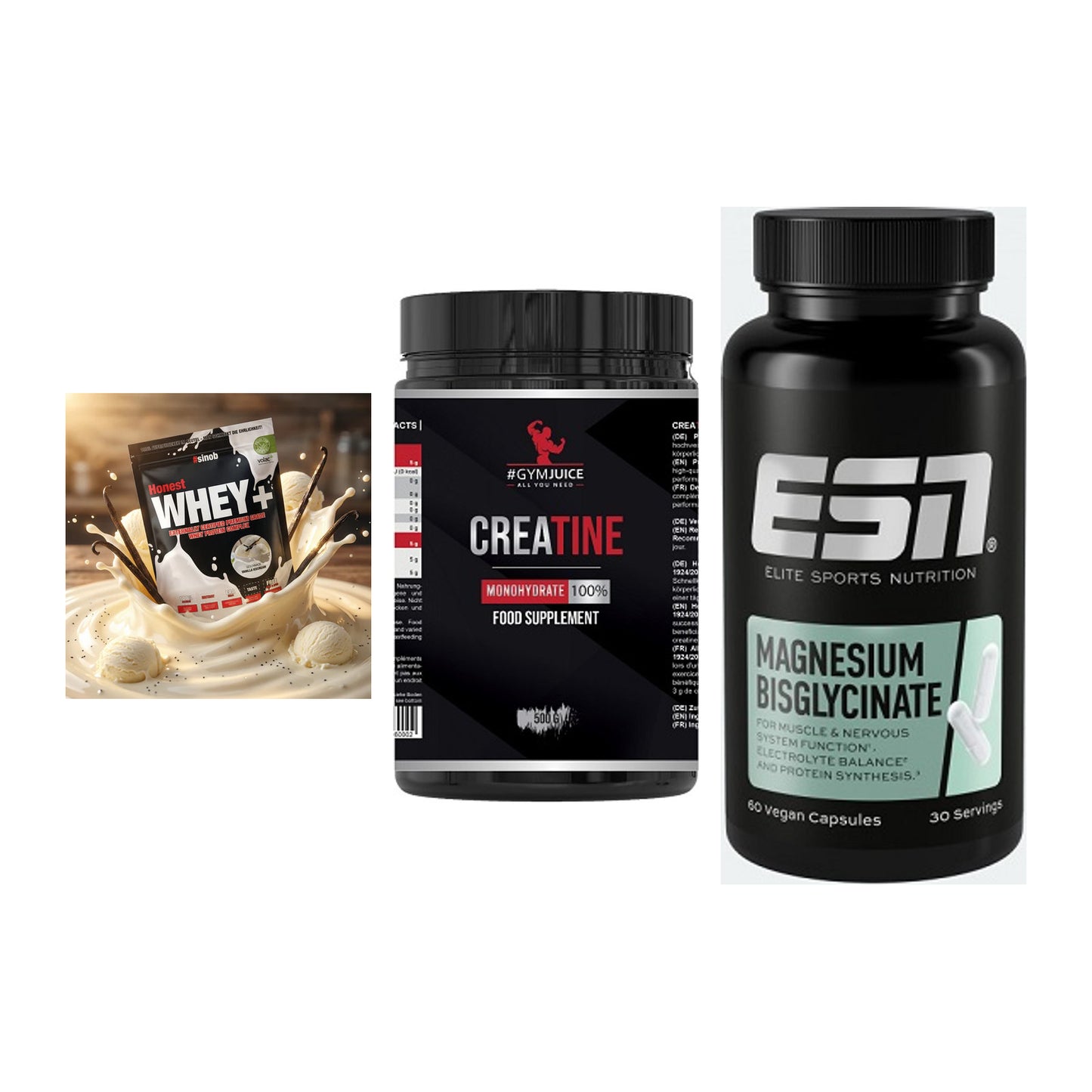 Einsteiger-Set: Sinob Honest + #GYMJUICE + ESN Magnesium – alle enthaltenen Artikel