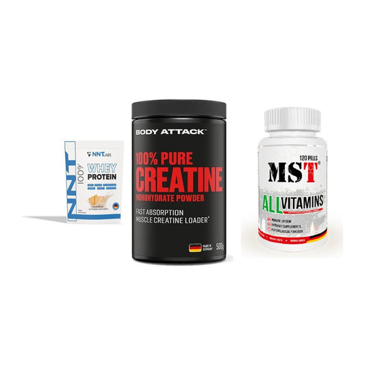 Einsteiger-Set: NNT Whey + Body Attack 100% + MST All Vitamins – alle enthaltenen Artikel