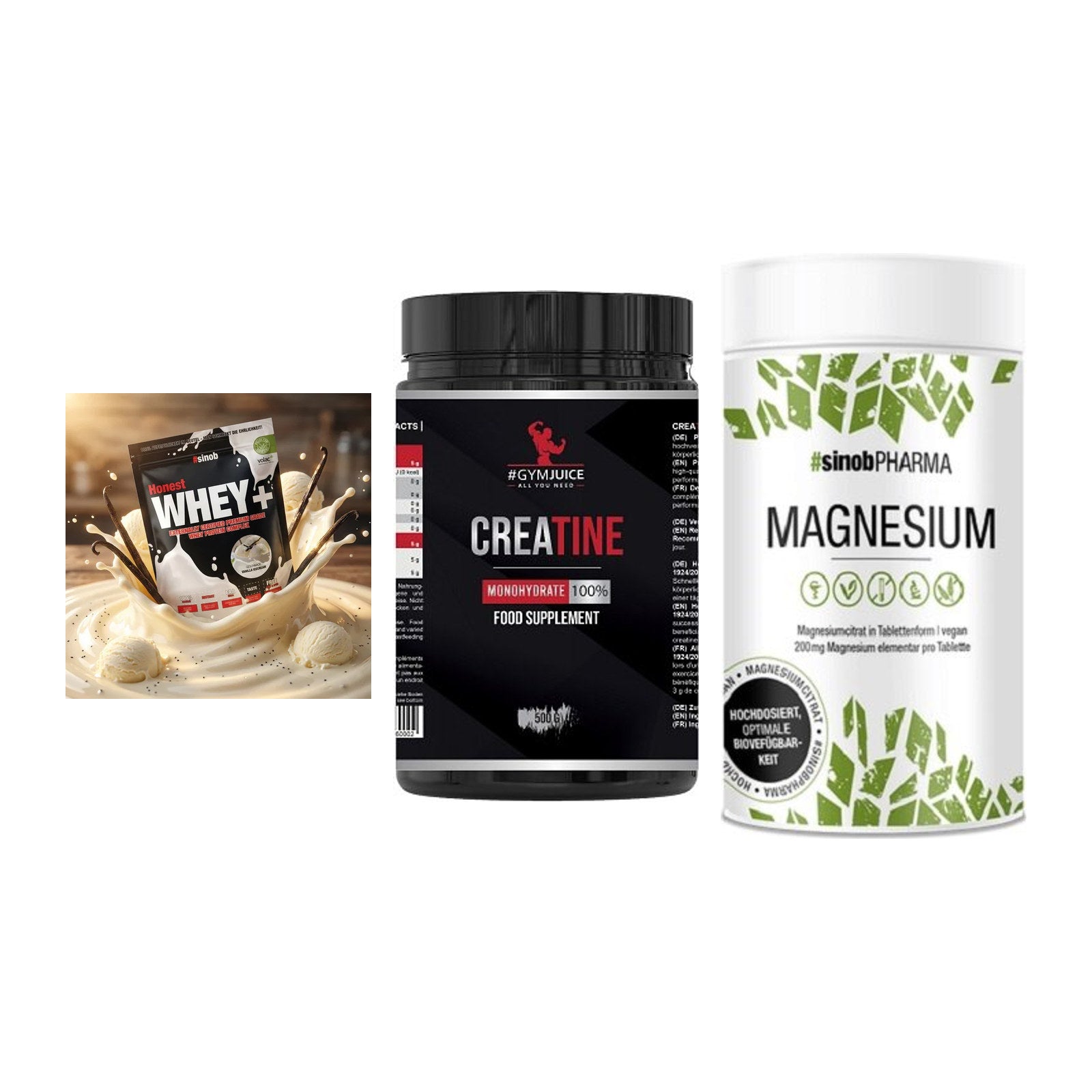 Einsteiger-Set: Sinob Honest + #GYMJUICE + Sinob Magnesium – alle enthaltenen Artikel