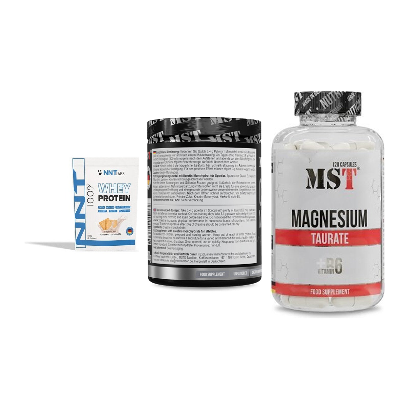 Einsteiger-Set: NNT Whey + MST Creatin + MST Magnesium – alle enthaltenen Artikel
