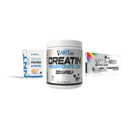 Einsteiger-Set: NNT Whey + NNT Creatin 1000 + Olimp Vita-Min – alle enthaltenen Artikel