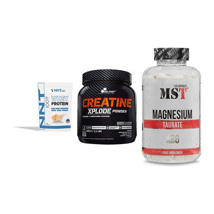 Einsteiger-Set: NNT Whey + Olimp Creatine + MST Magnesium – alle enthaltenen Artikel