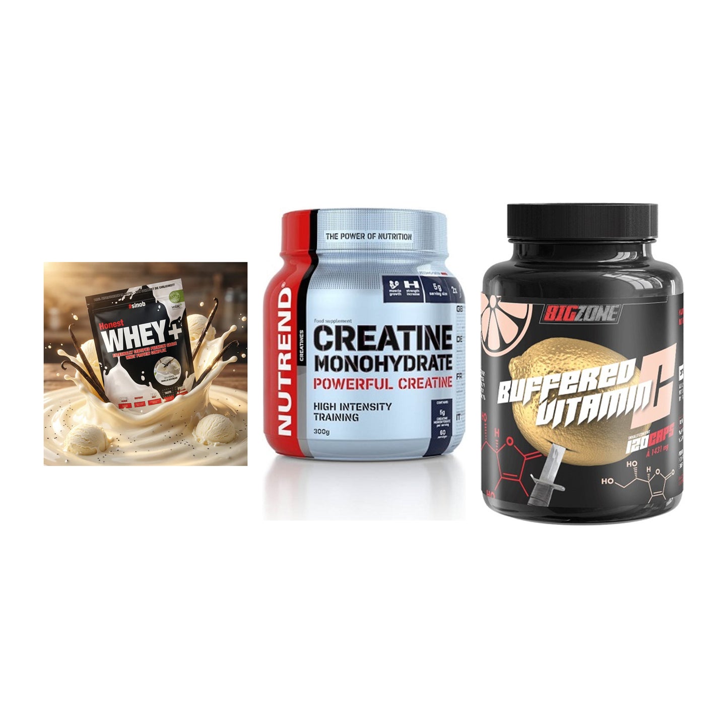 Einsteiger-Set: Sinob Honest + Nutrend Creatine + Big Zone Buffere – alle enthaltenen Artikel