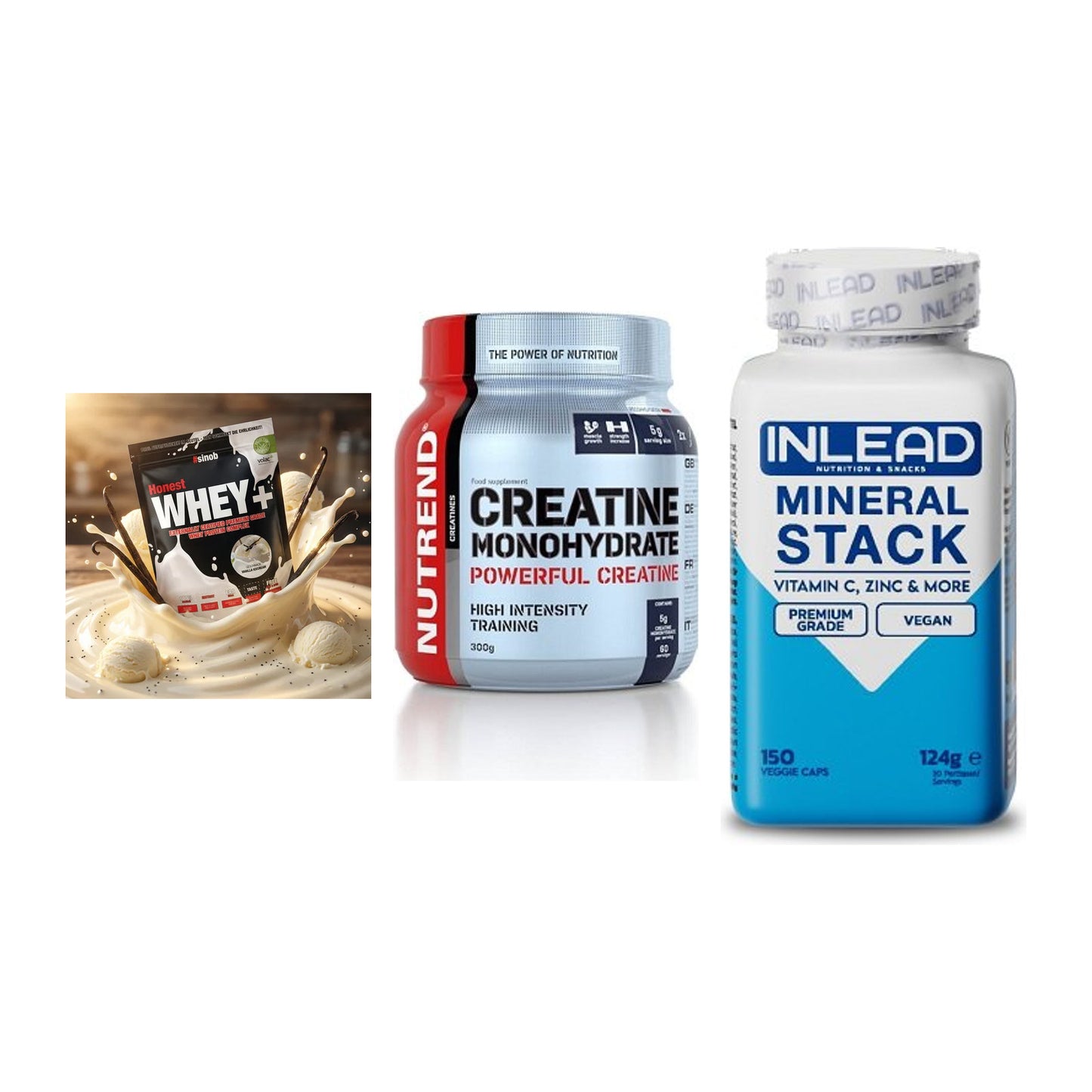 Einsteiger-Set: Sinob Honest + Nutrend Creatine + INLEAD Mineral – alle enthaltenen Artikel