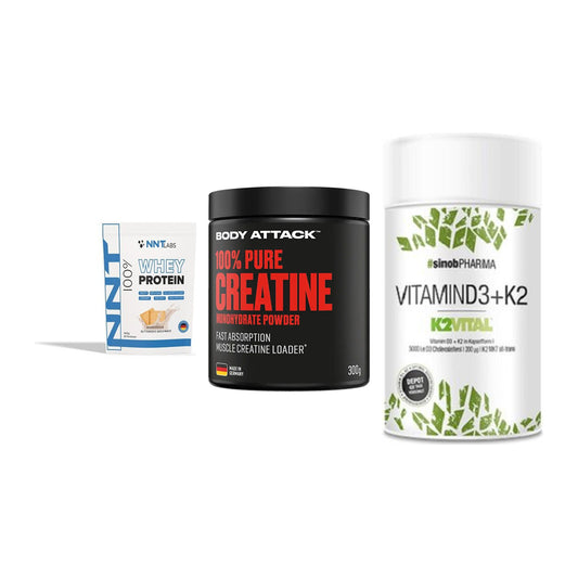 Einsteiger-Set: NNT Whey + Body Attack 100% + Sinob Vitamin D3 – alle enthaltenen Artikel