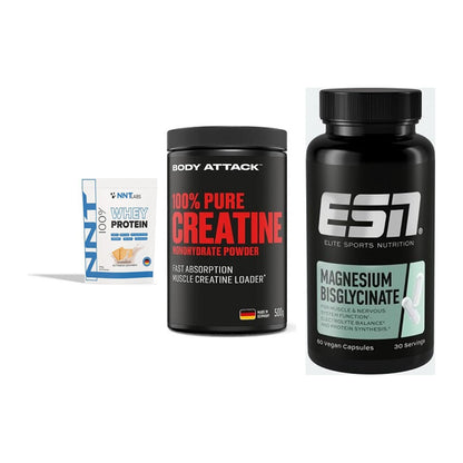Einsteiger-Set: NNT Whey + Body Attack 100% + ESN Magnesium – alle enthaltenen Artikel