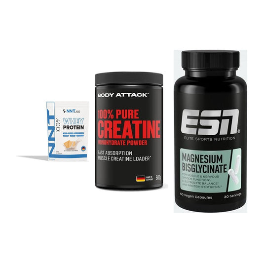 Einsteiger-Set: NNT Whey + Body Attack 100% + ESN Magnesium – alle enthaltenen Artikel