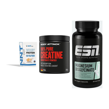 Einsteiger-Set: NNT Whey + Body Attack 100% + ESN Magnesium – alle enthaltenen Artikel