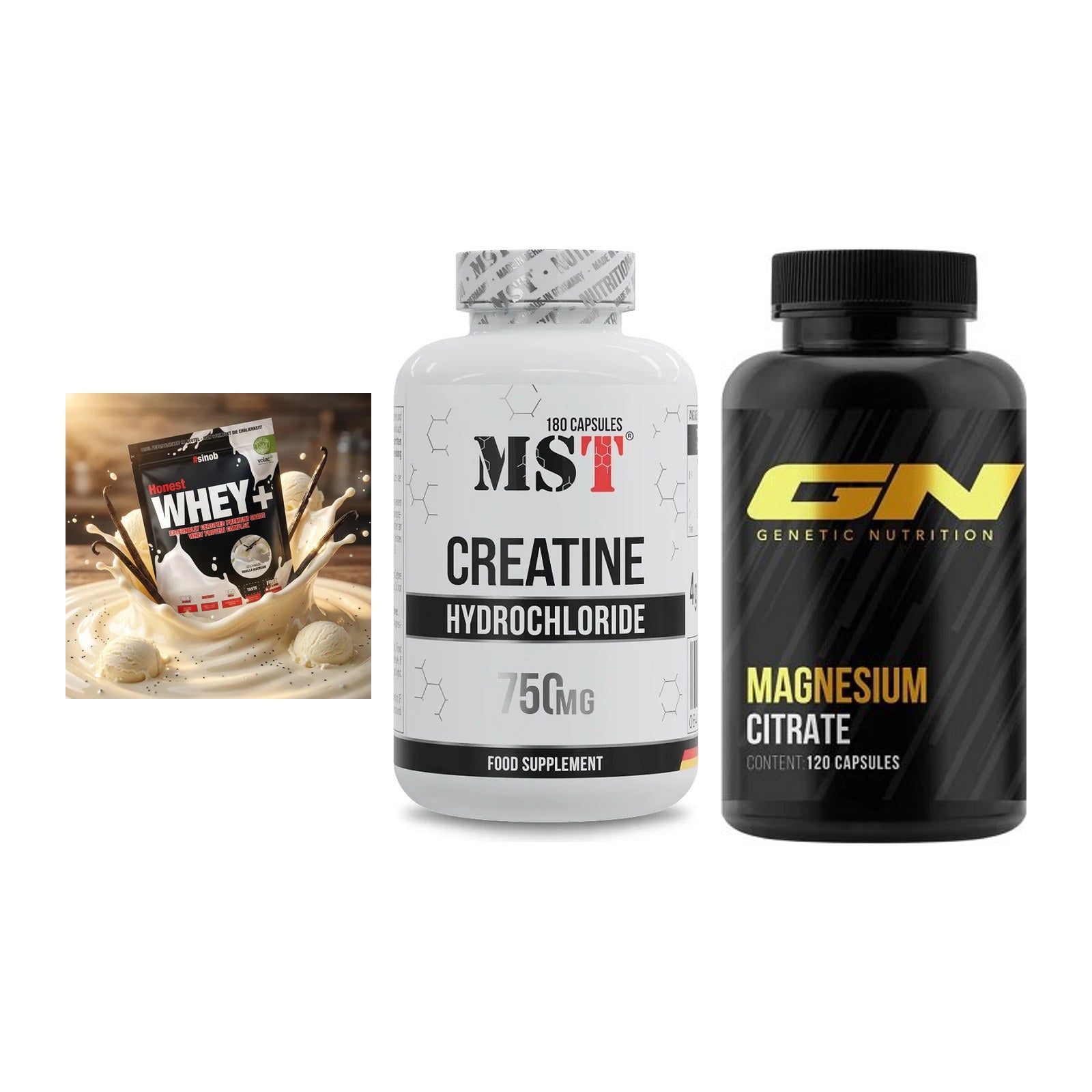 Einsteiger-Set: Sinob Honest + MST Creatine HCL + GN Magnesium – alle enthaltenen Artikel