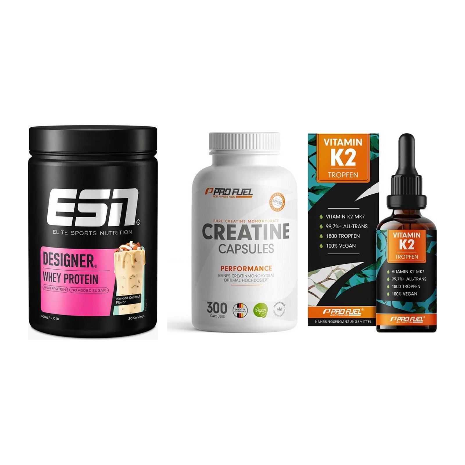 Einsteiger-Set: ESN Designer + ProFuel Creatine + ProFuel Vitamin – alle enthaltenen Artikel