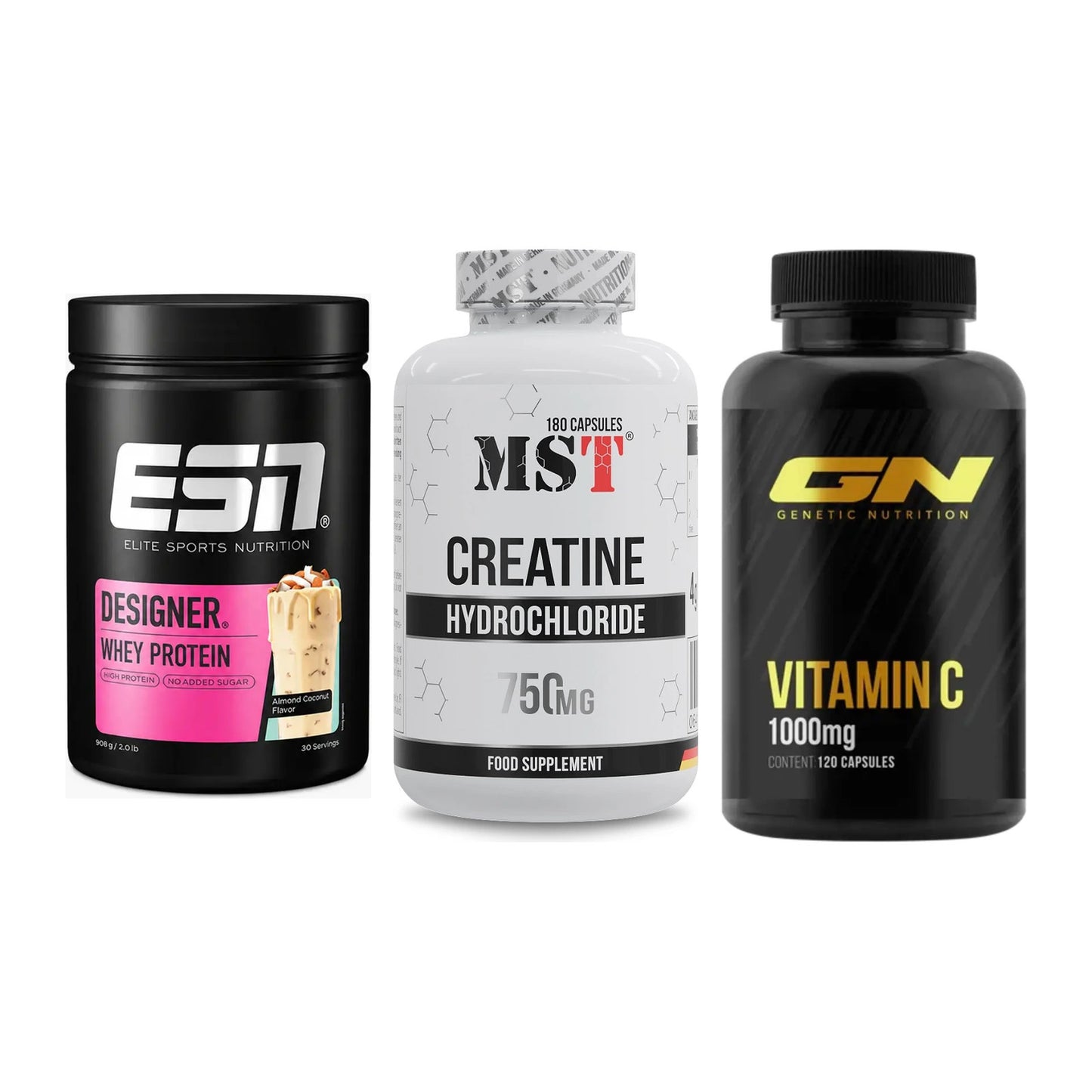 Einsteiger-Set: ESN Designer + MST Creatine HCL + GN Vitamin C – alle enthaltenen Artikel