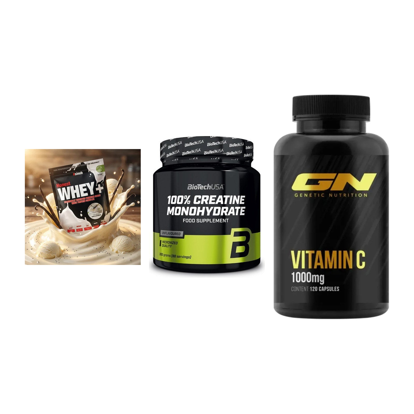 Einsteiger-Set: Sinob Honest + BioTech Creatine + GN Vitamin C – alle enthaltenen Artikel