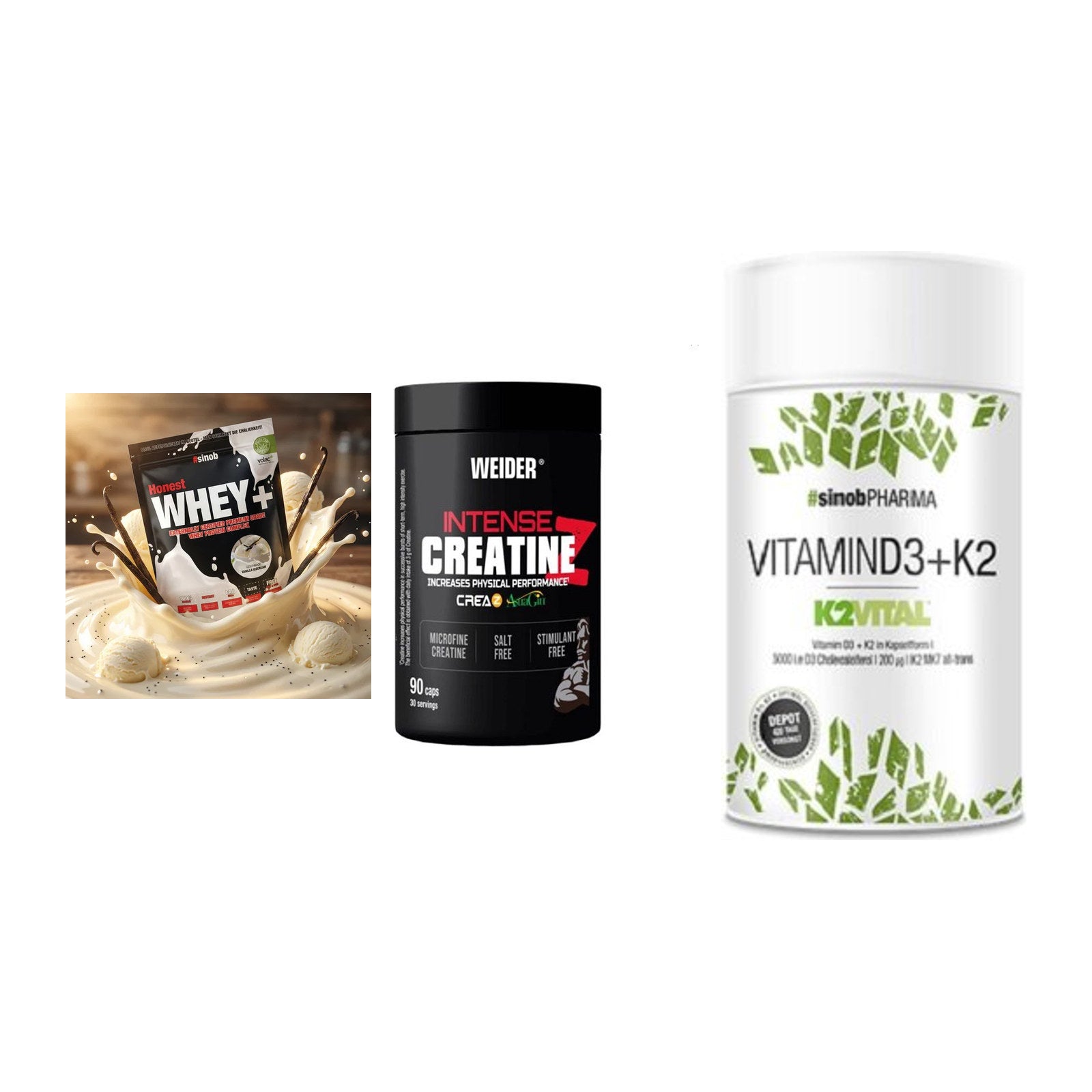 Einsteiger-Set: Sinob Honest + Weider Intense + Sinob Vitamin D3 – alle enthaltenen Artikel