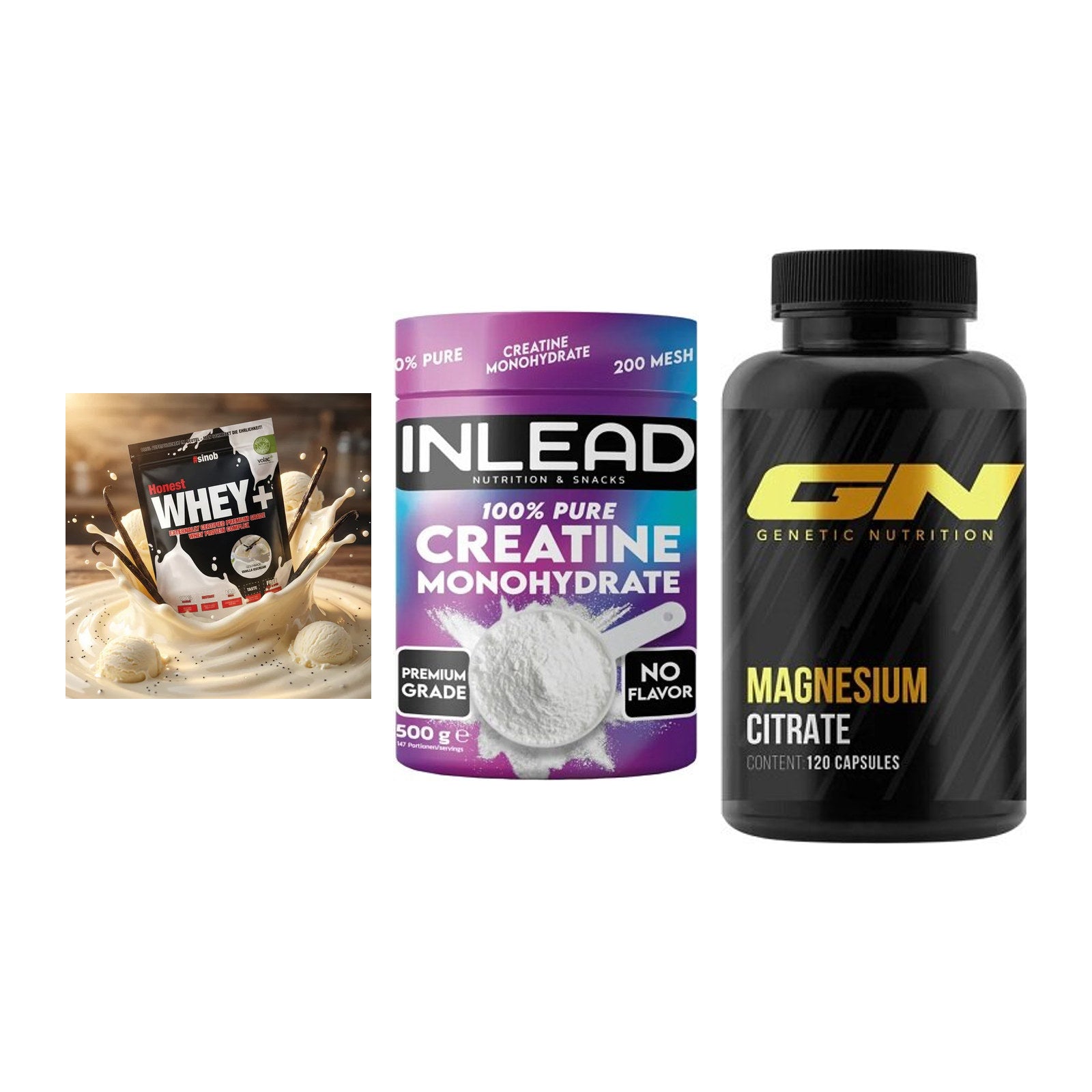 Einsteiger-Set: Sinob Honest + INLEAD Creatine + GN Magnesium – alle enthaltenen Artikel