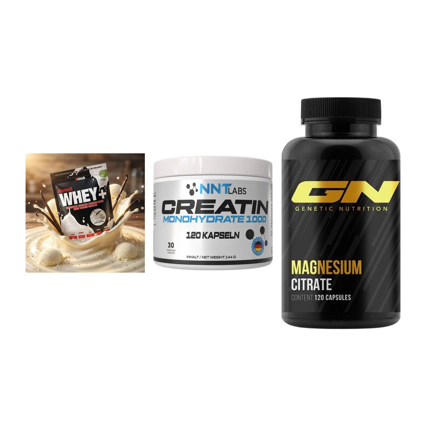 Einsteiger-Set: Sinob Honest + NNT Creatin 1000 + GN Magnesium – alle enthaltenen Artikel