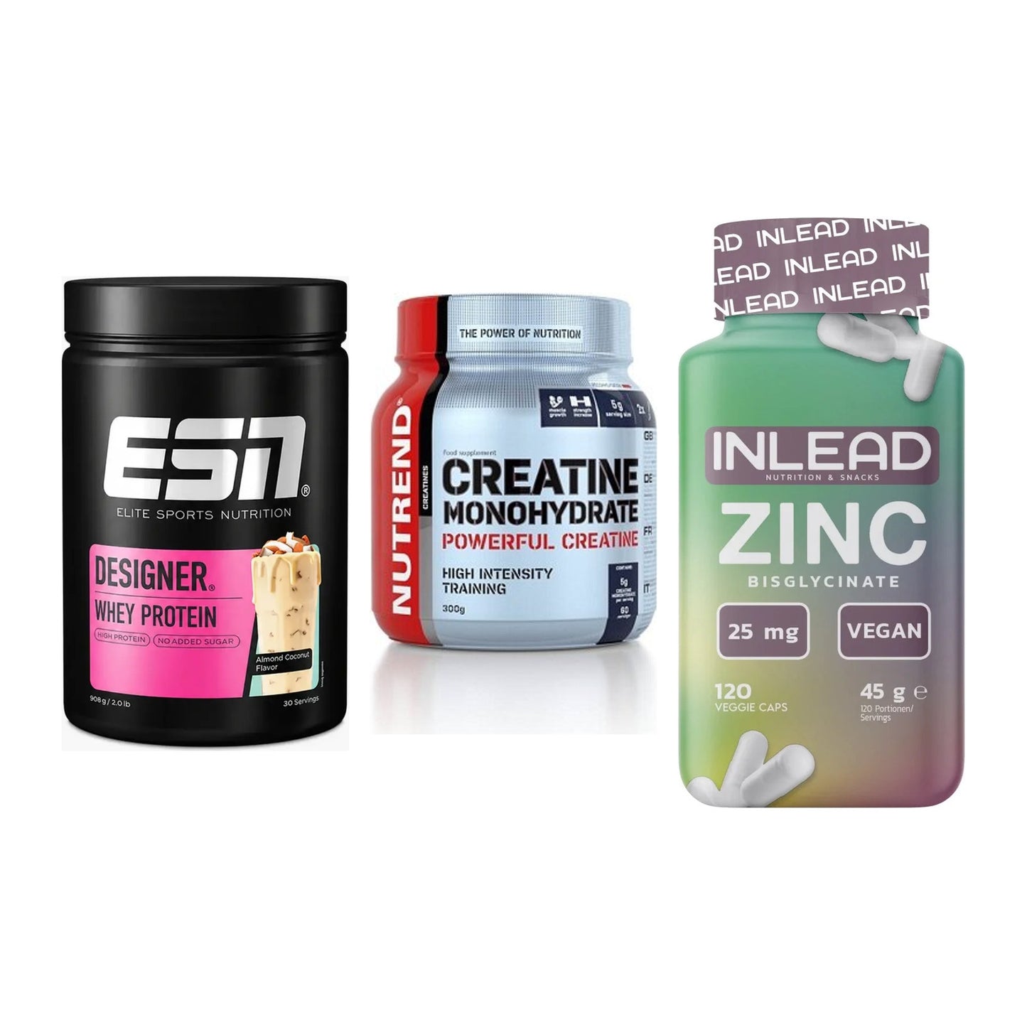 Einsteiger-Set: ESN Designer + Nutrend Creatine + INLEAD Zink – alle enthaltenen Artikel