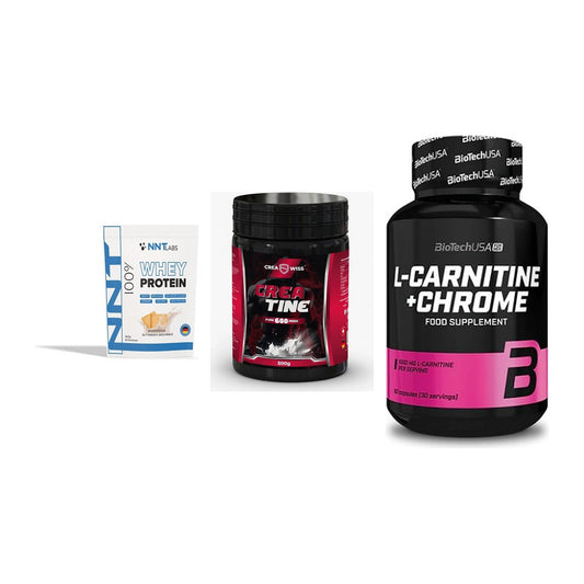 Einsteiger-Set: NNT Whey + CREASWISS + BioTech L-Carnit – alle enthaltenen Artikel
