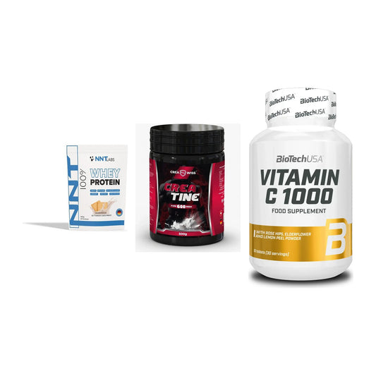 Einsteiger-Set: NNT Whey + CREASWISS + BioTech Vitamin – alle enthaltenen Artikel