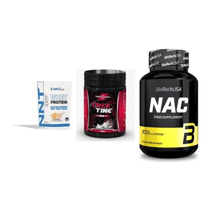 Einsteiger-Set: NNT Whey + CREASWISS Creatine 600 Mesh + BioTech NAC – alle enthaltenen Artikel