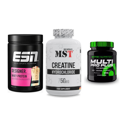 Einsteiger-Set: ESN Designer + MST Creatine HCL + Scitec Multi Pro – alle enthaltenen Artikel
