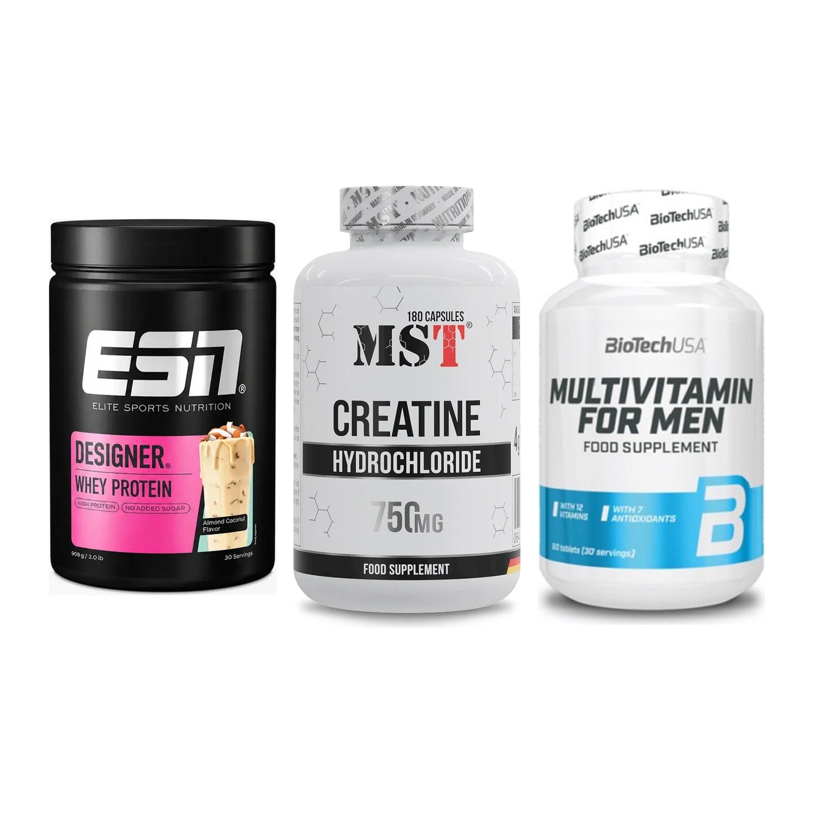 Einsteiger-Set: ESN Designer + MST Creatine HCL + BioTech Multivit – alle enthaltenen Artikel