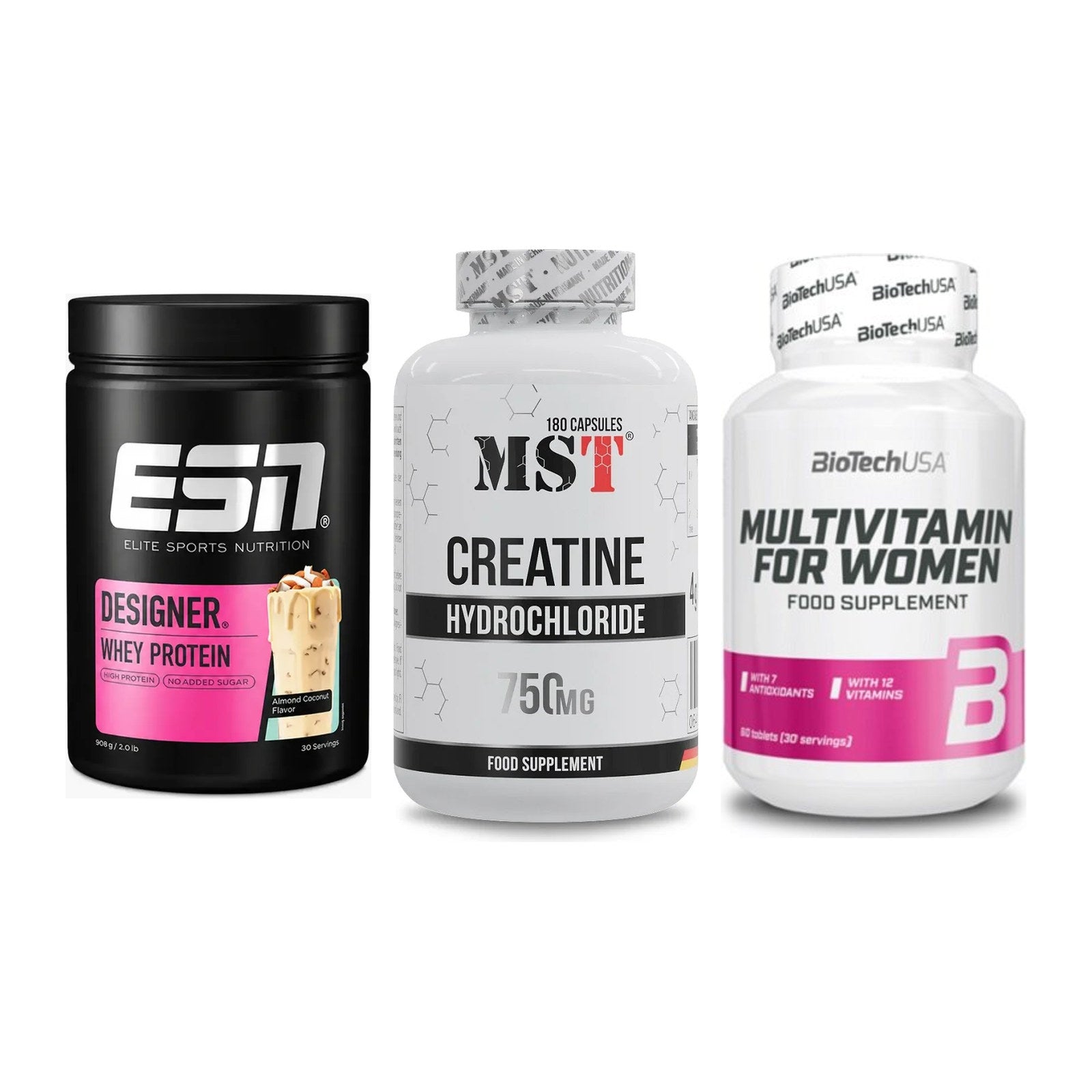 Einsteiger-Set: ESN Designer + MST Creatine HCL + BioTech Multivit – alle enthaltenen Artikel
