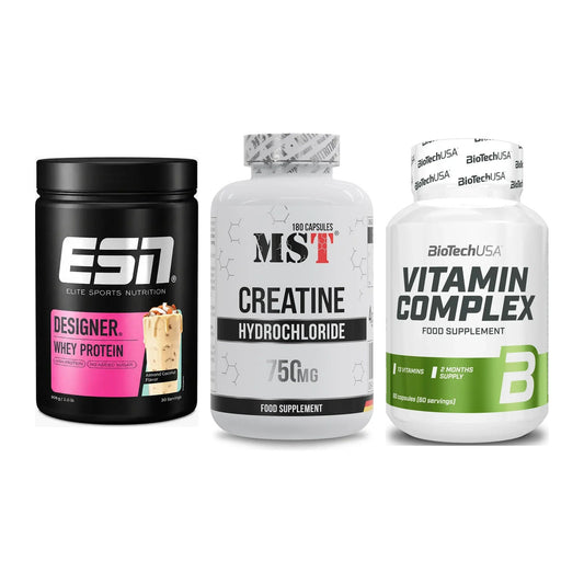 Einsteiger-Set: ESN Designer + MST Creatine HCL + BioTech Vitamin – alle enthaltenen Artikel