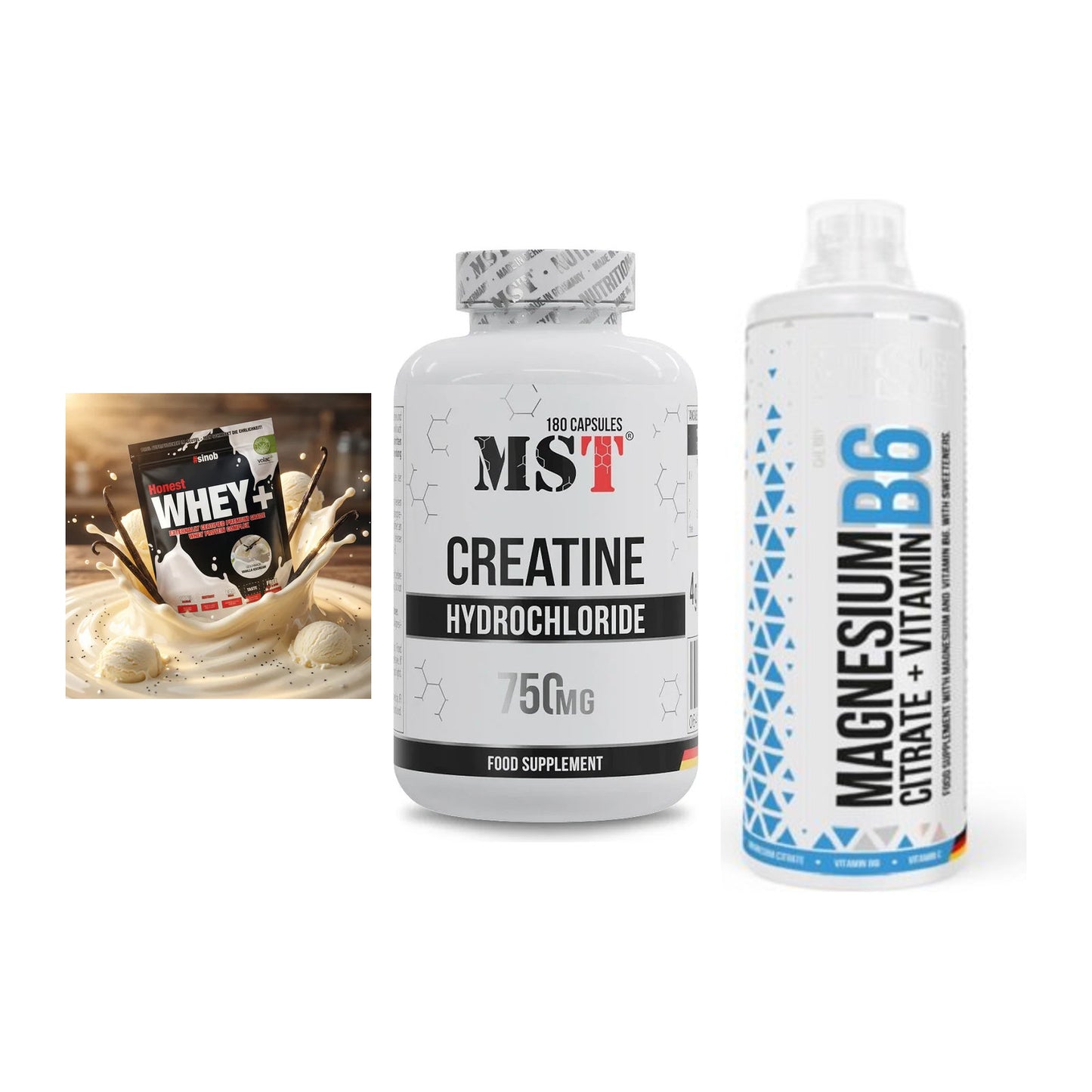 Einsteiger-Set: Sinob Honest + MST Creatine HCL + MST Magnesium B6 – alle enthaltenen Artikel