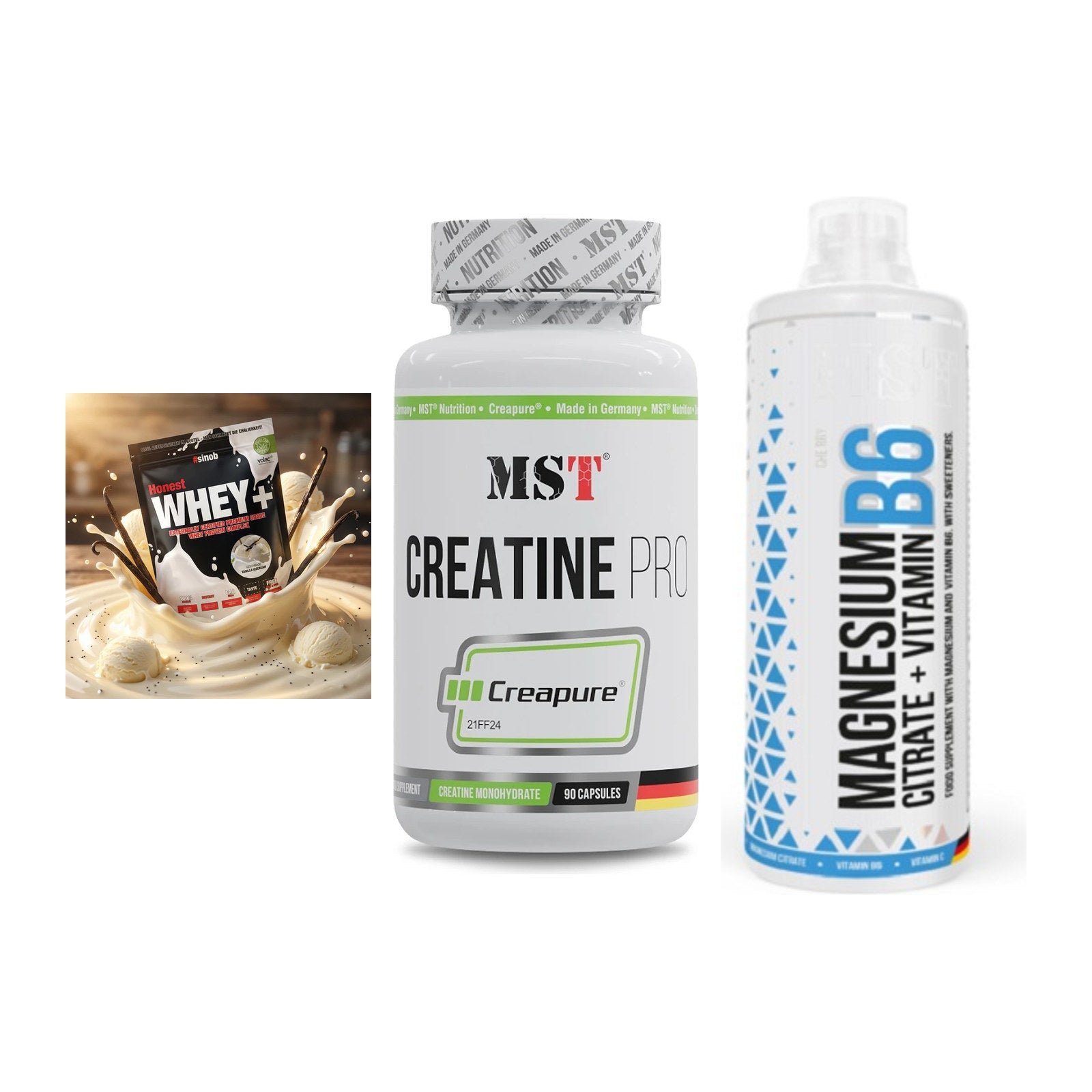 Einsteiger-Set: Sinob Honest + MST Creatine Pro + MST Magnesium B6 – alle enthaltenen Artikel